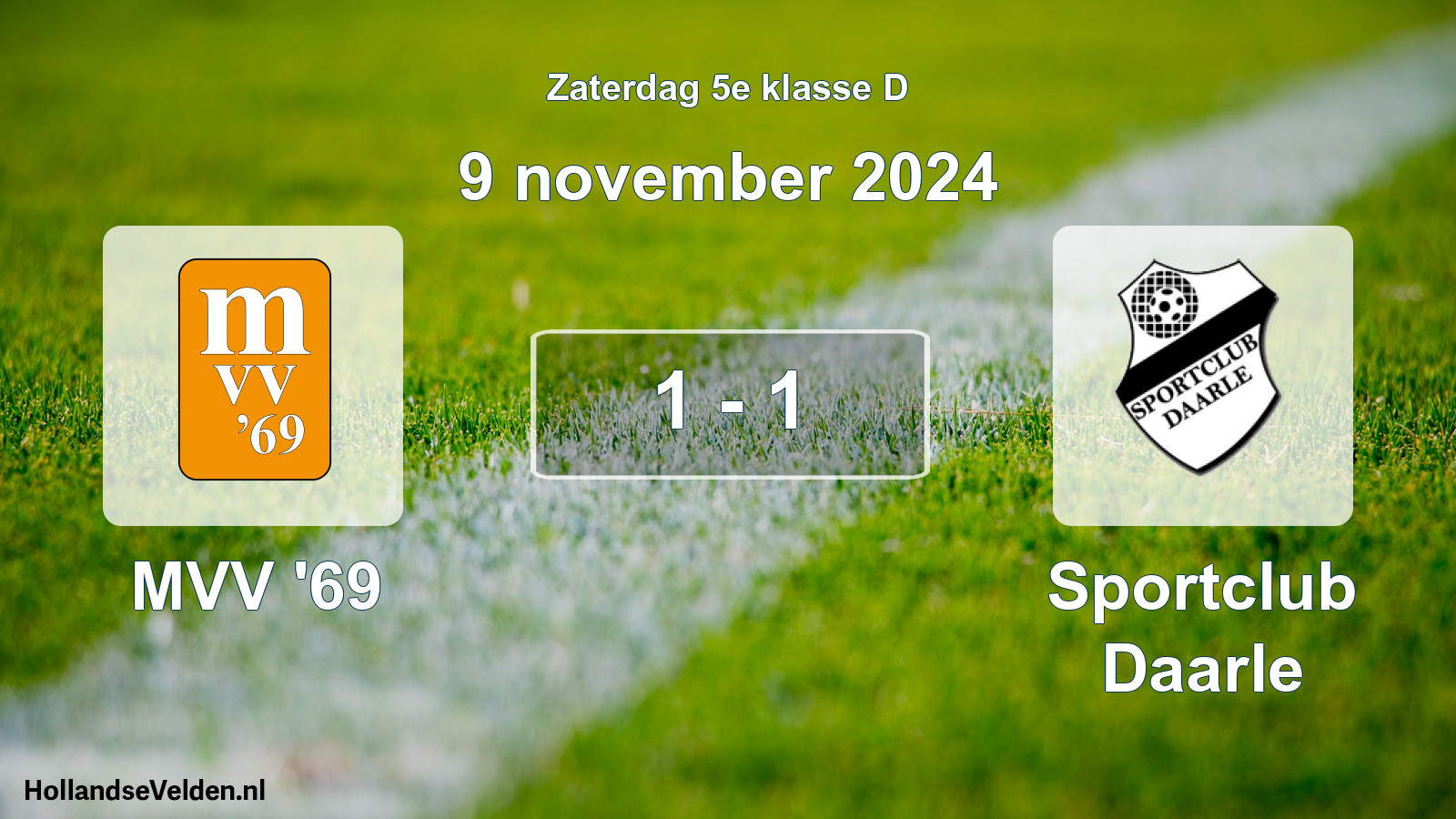 Gespeelde wedstrijd: MVV '69 - Sportclub Daarle 1 - 1 (9 november 2024)