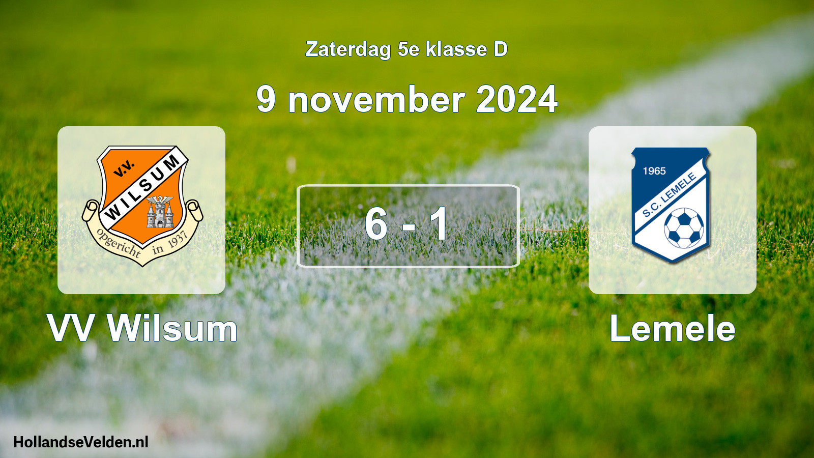 Gespeelde wedstrijd: VV Wilsum - Lemele 6 - 1 (9 november 2024)
