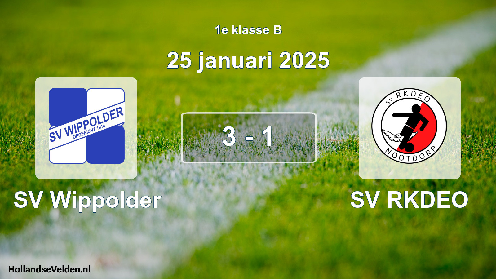 Gespeelde wedstrijd: SV Wippolder - SV RKDEO 3 - 1 (25 januari 2025)