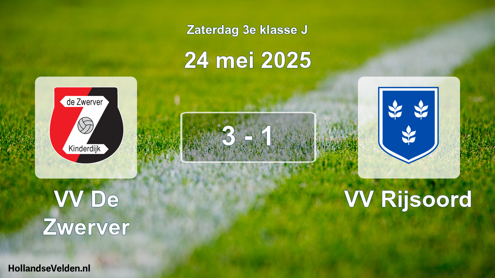 Gespeelde wedstrijd: VV De Zwerver - VV Rijsoord 3 - 1 (24 mei 2025)
