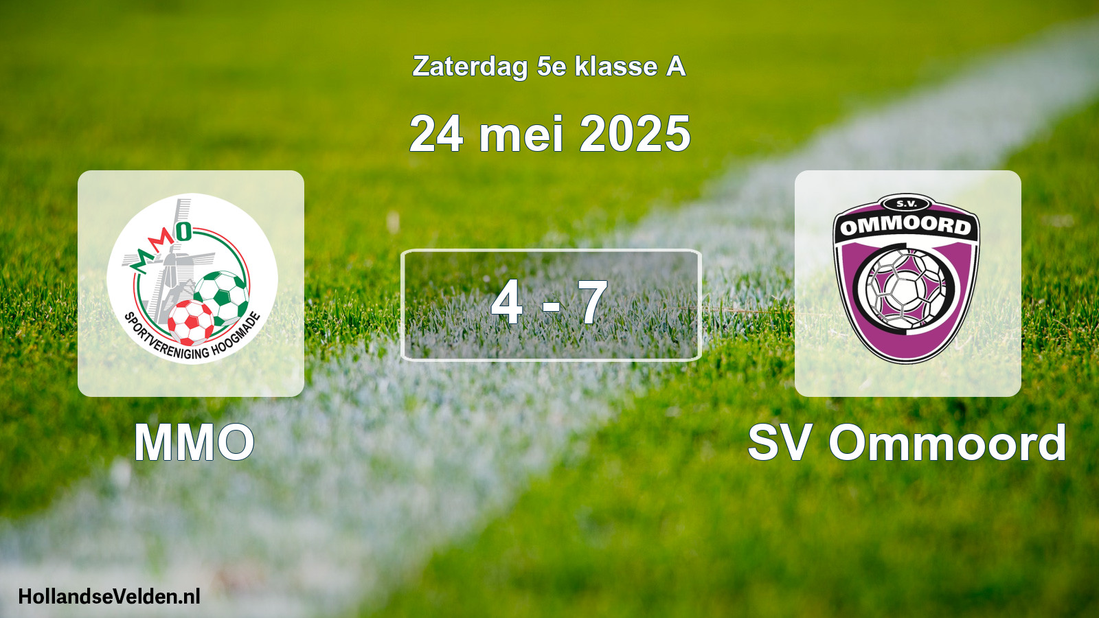 Gespeelde wedstrijd: MMO - SV Ommoord 4 - 7 (24 mei 2025)