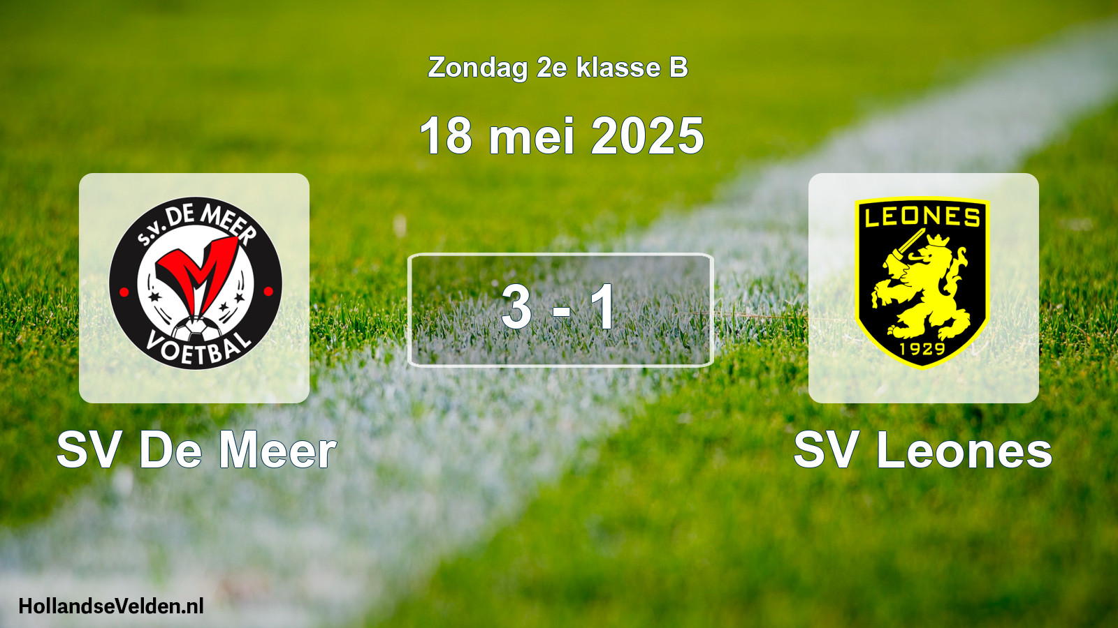 Gespeelde wedstrijd: SV De Meer - SV Leones 3 - 1 (18 mei 2025)