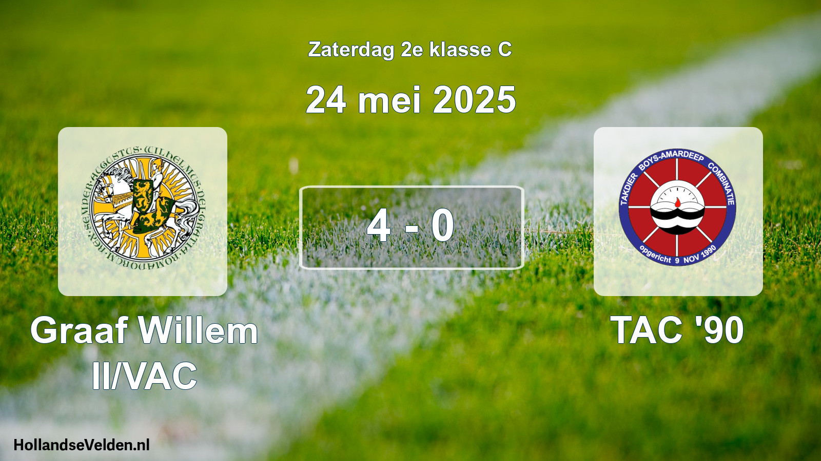 Gespeelde wedstrijd: Graaf Willem II/VAC - TAC '90 4 - 0 (24 mei 2025)