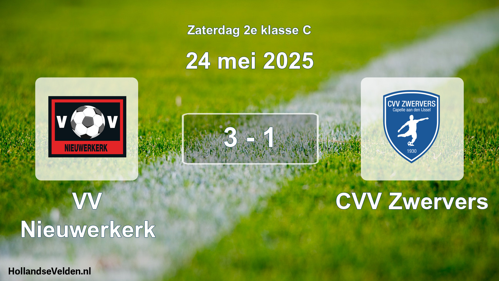 Gespeelde wedstrijd: VV Nieuwerkerk - CVV Zwervers 3 - 1 (24 mei 2025)