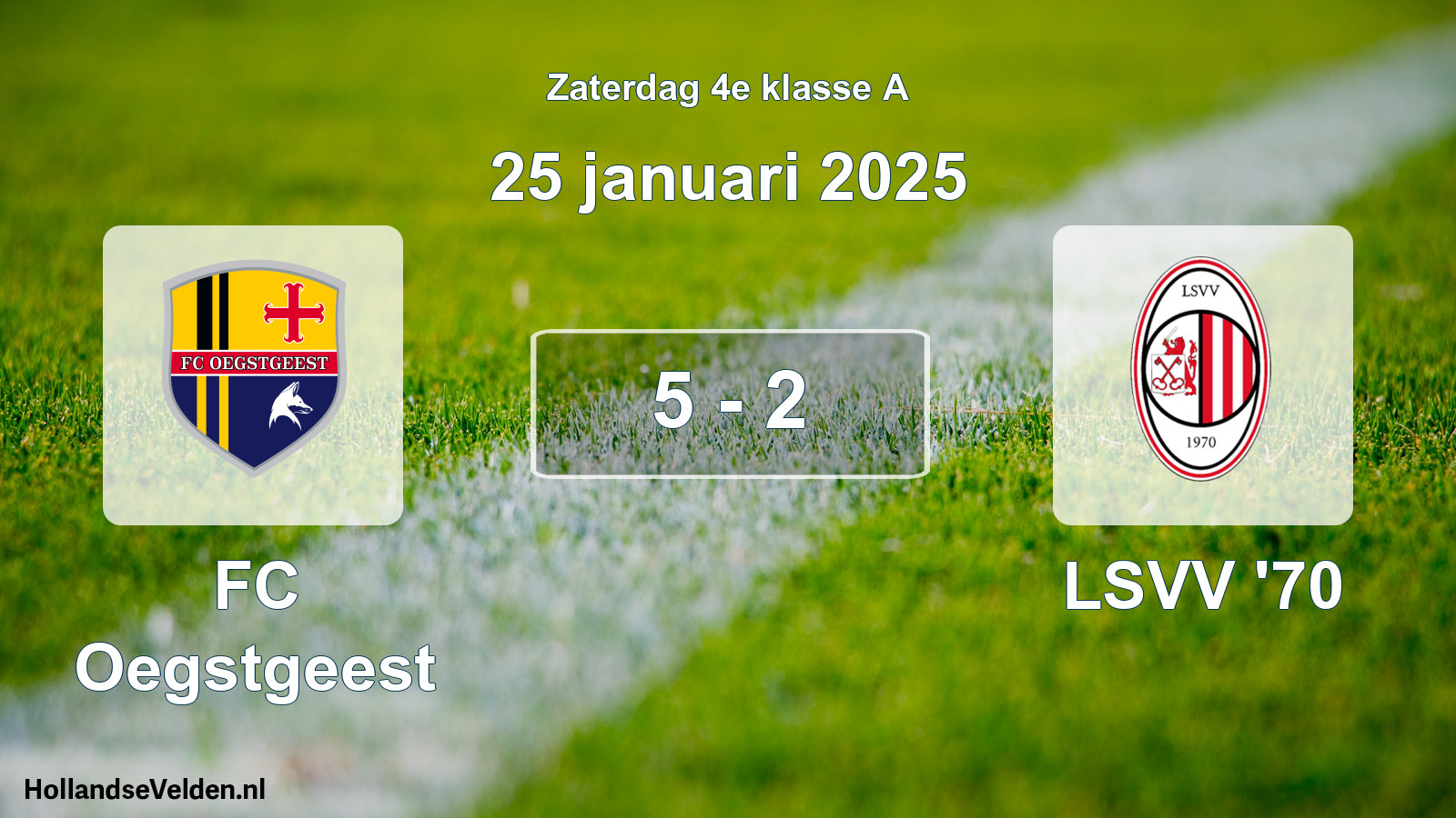 Gespeelde wedstrijd: FC Oegstgeest - LSVV '70 5 - 2 (25 januari 2025)