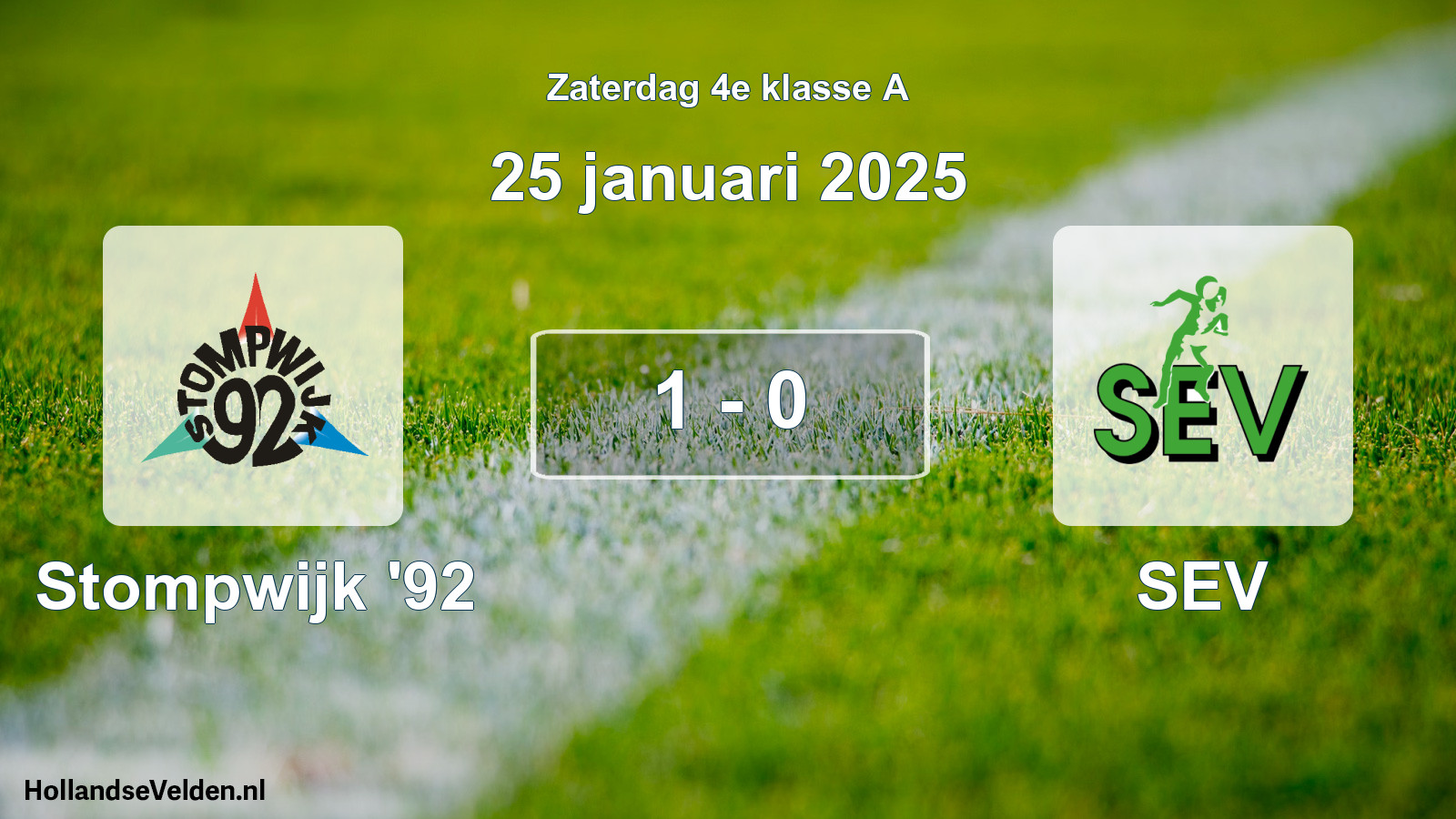 Gespeelde wedstrijd: Stompwijk '92 - SEV 1 - 0 (25 januari 2025)