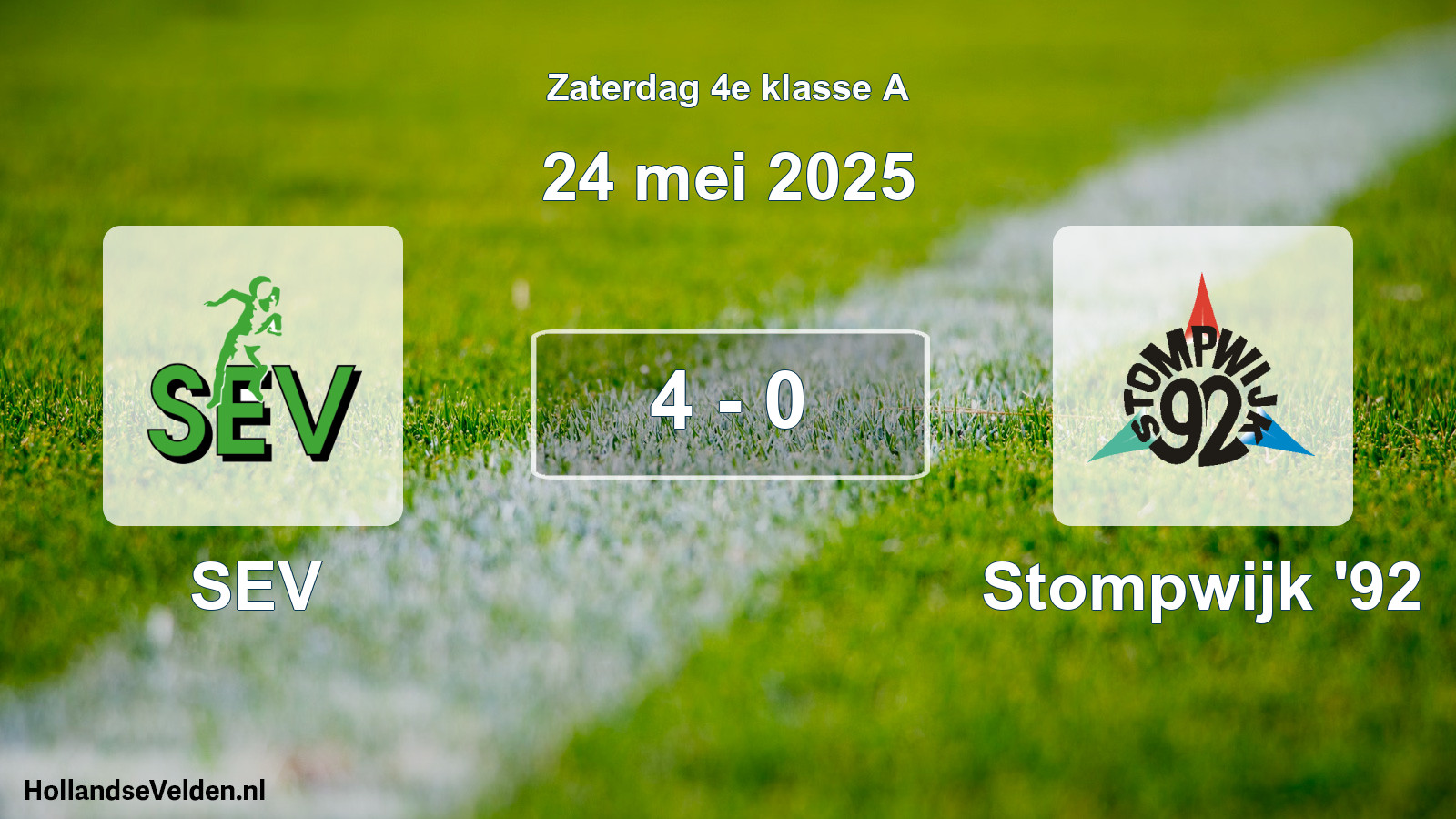 Gespeelde wedstrijd: SEV - Stompwijk '92 4 - 0 (24 mei 2025)