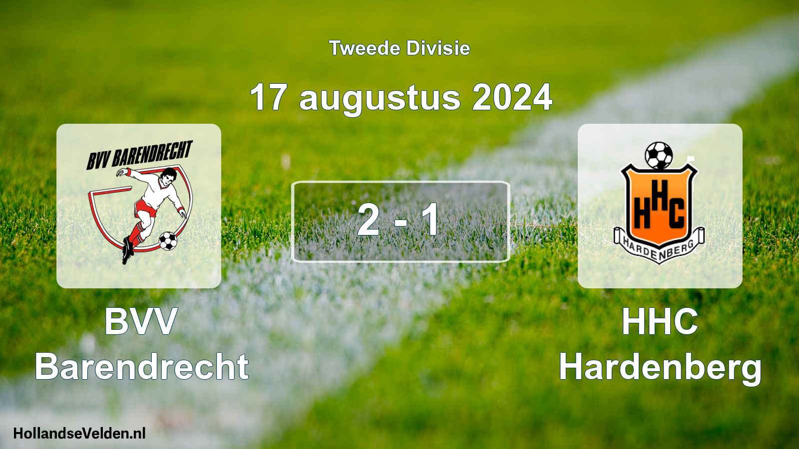 Gespeelde wedstrijd: BVV Barendrecht - HHC Hardenberg 2 - 1 (17 augustus 2024)