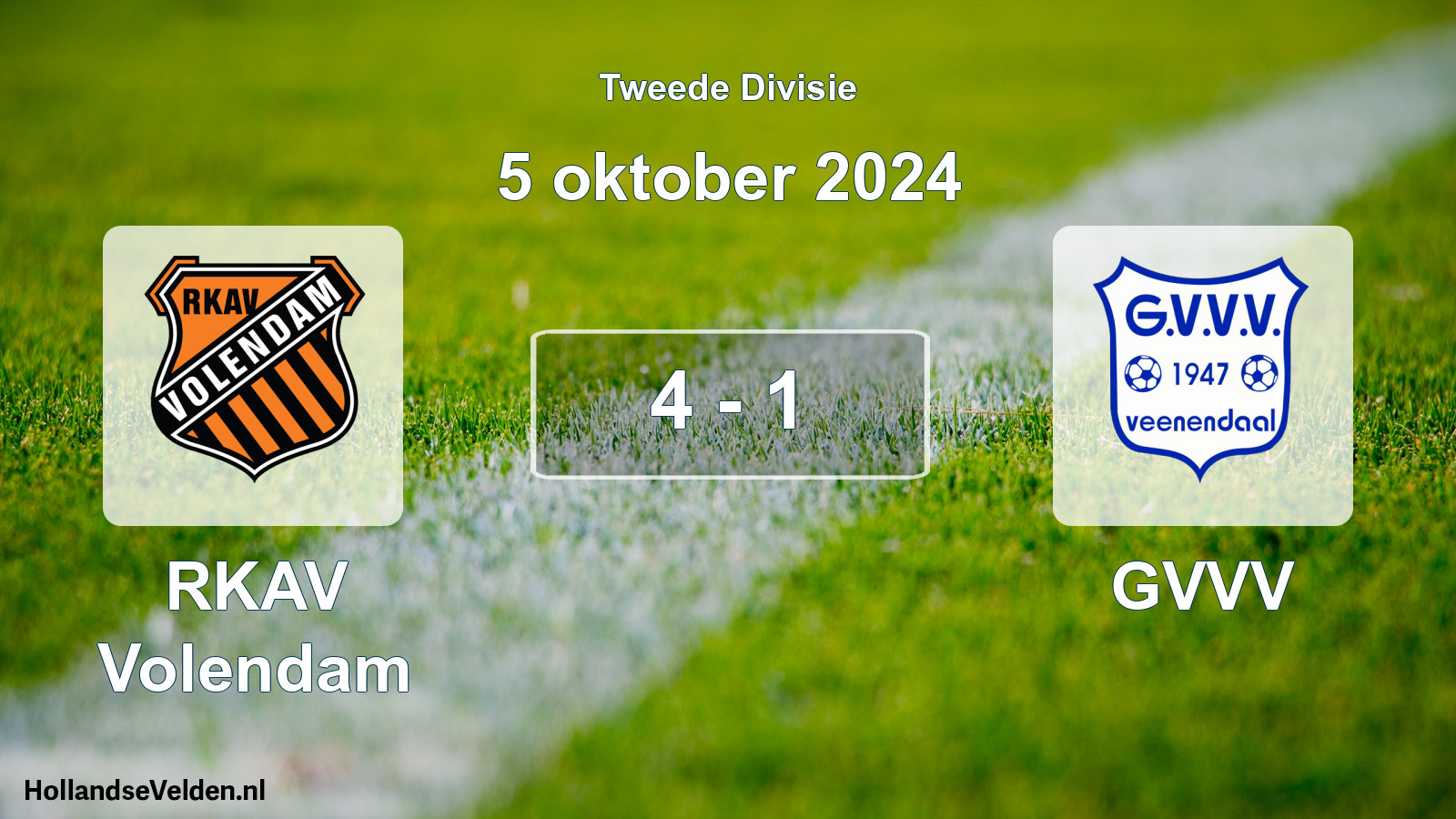 Gespeelde wedstrijd: RKAV Volendam - GVVV 4 - 1 (5 oktober 2024)