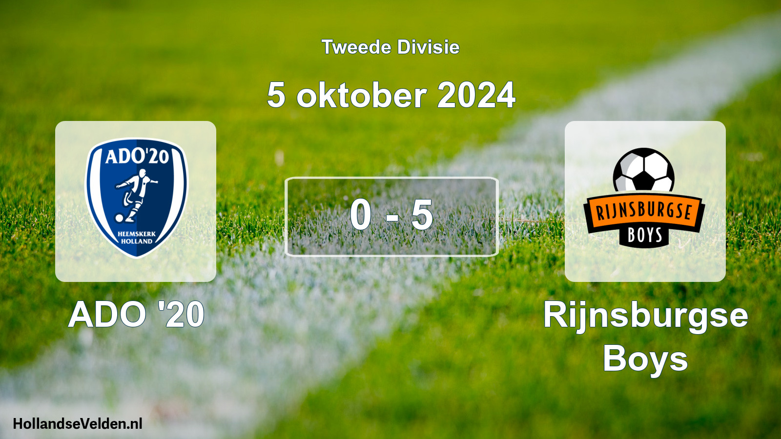 Gespeelde wedstrijd: ADO '20 - Rijnsburgse Boys 0 - 5 (5 oktober 2024)
