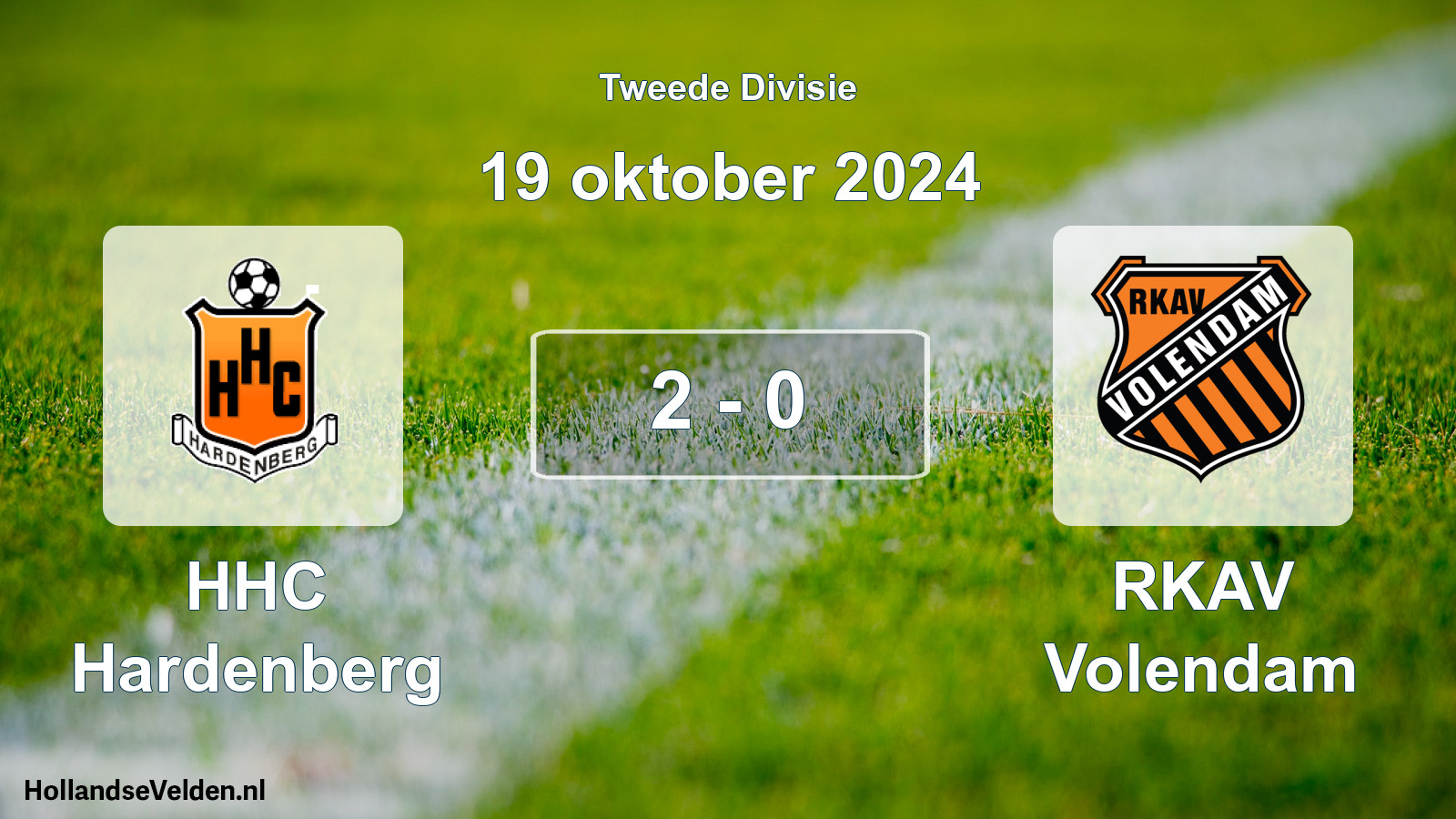 Gespeelde wedstrijd: HHC Hardenberg - RKAV Volendam 2 - 0 (19 oktober 2024)