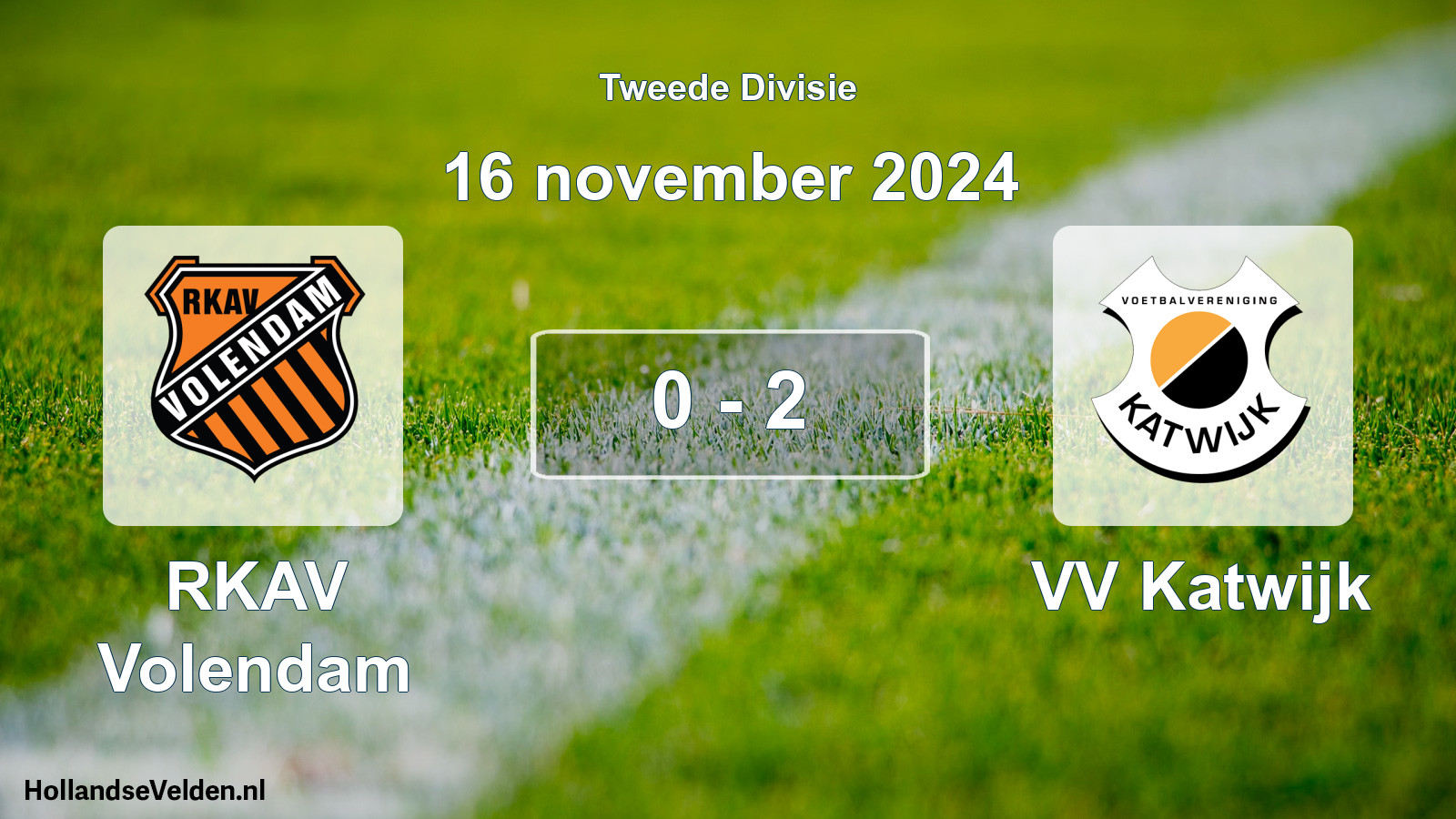 Gespeelde wedstrijd: RKAV Volendam - VV Katwijk 0 - 2 (16 november 2024)