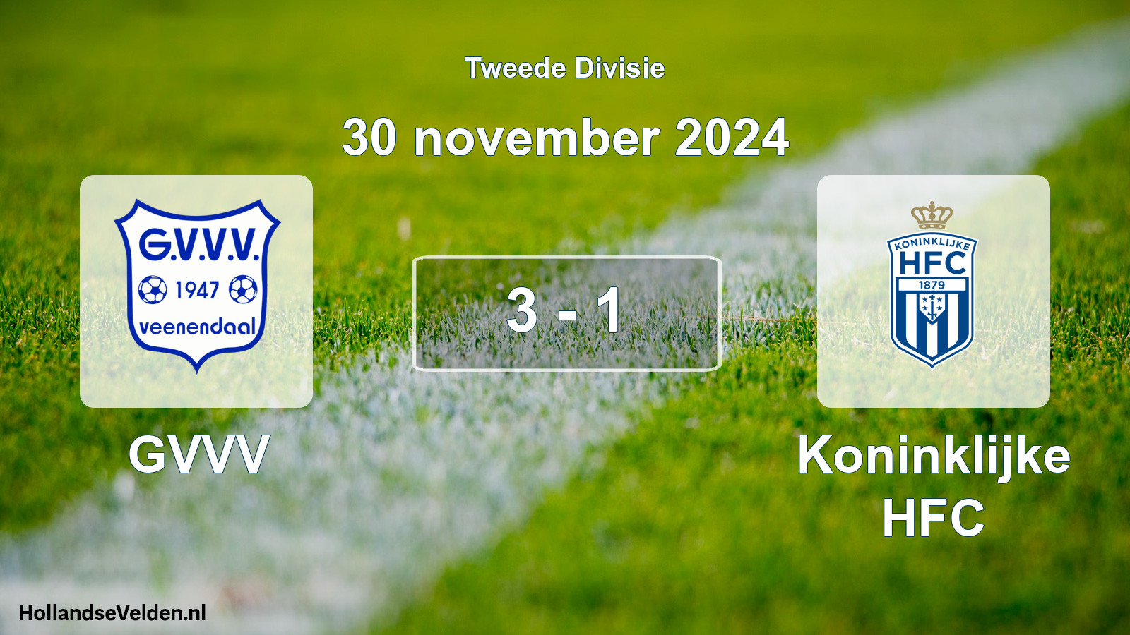 Gespeelde wedstrijd: GVVV - Koninklijke HFC 3 - 1 (30 november 2024)