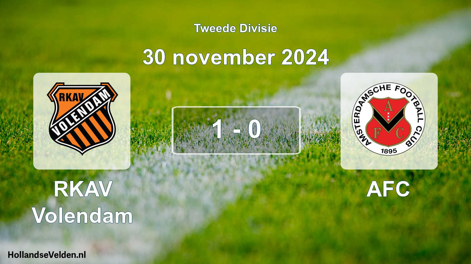 Gespeelde wedstrijd: RKAV Volendam - AFC 1 - 0 (30 november 2024)