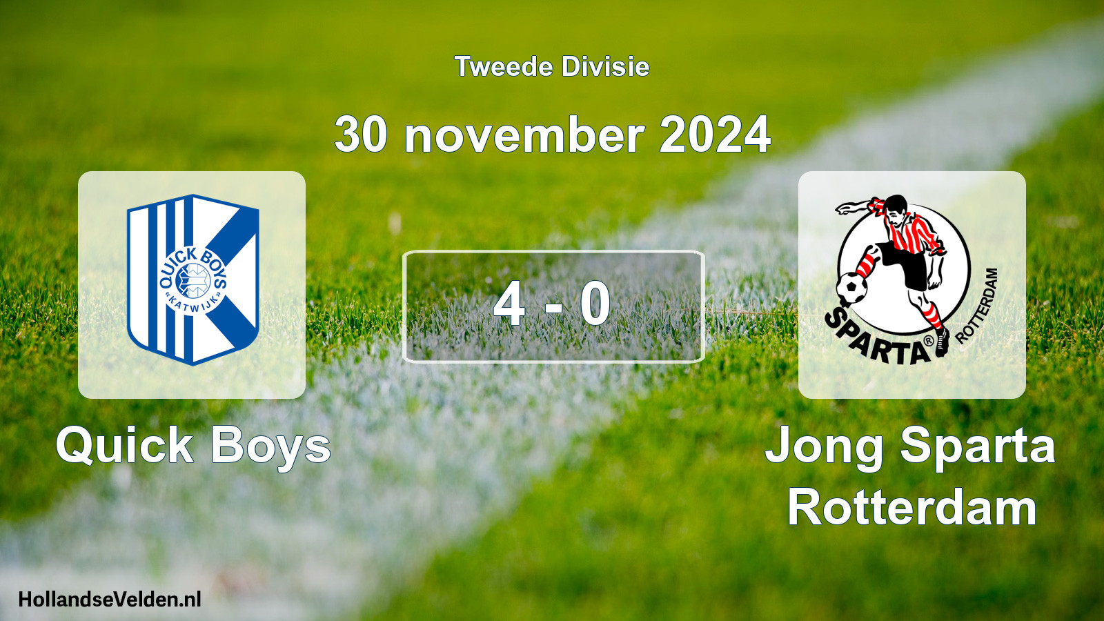 Gespeelde wedstrijd: Quick Boys - Jong Sparta Rotterdam 4 - 0 (30 november 2024)