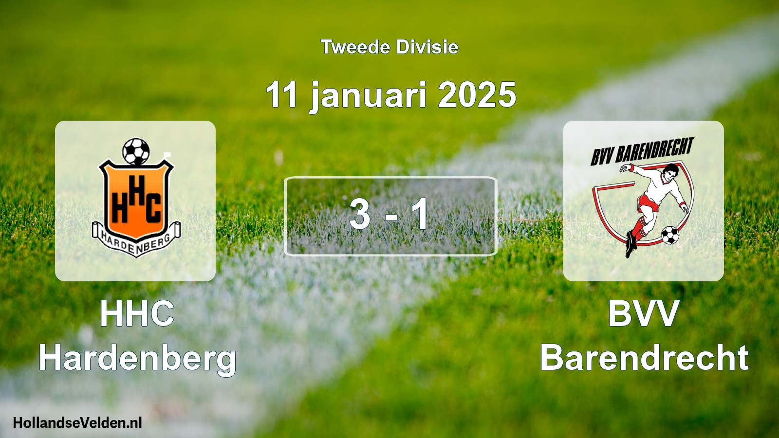 Gespeelde wedstrijd: HHC Hardenberg - BVV Barendrecht 3 - 1 (11 januari 2025)