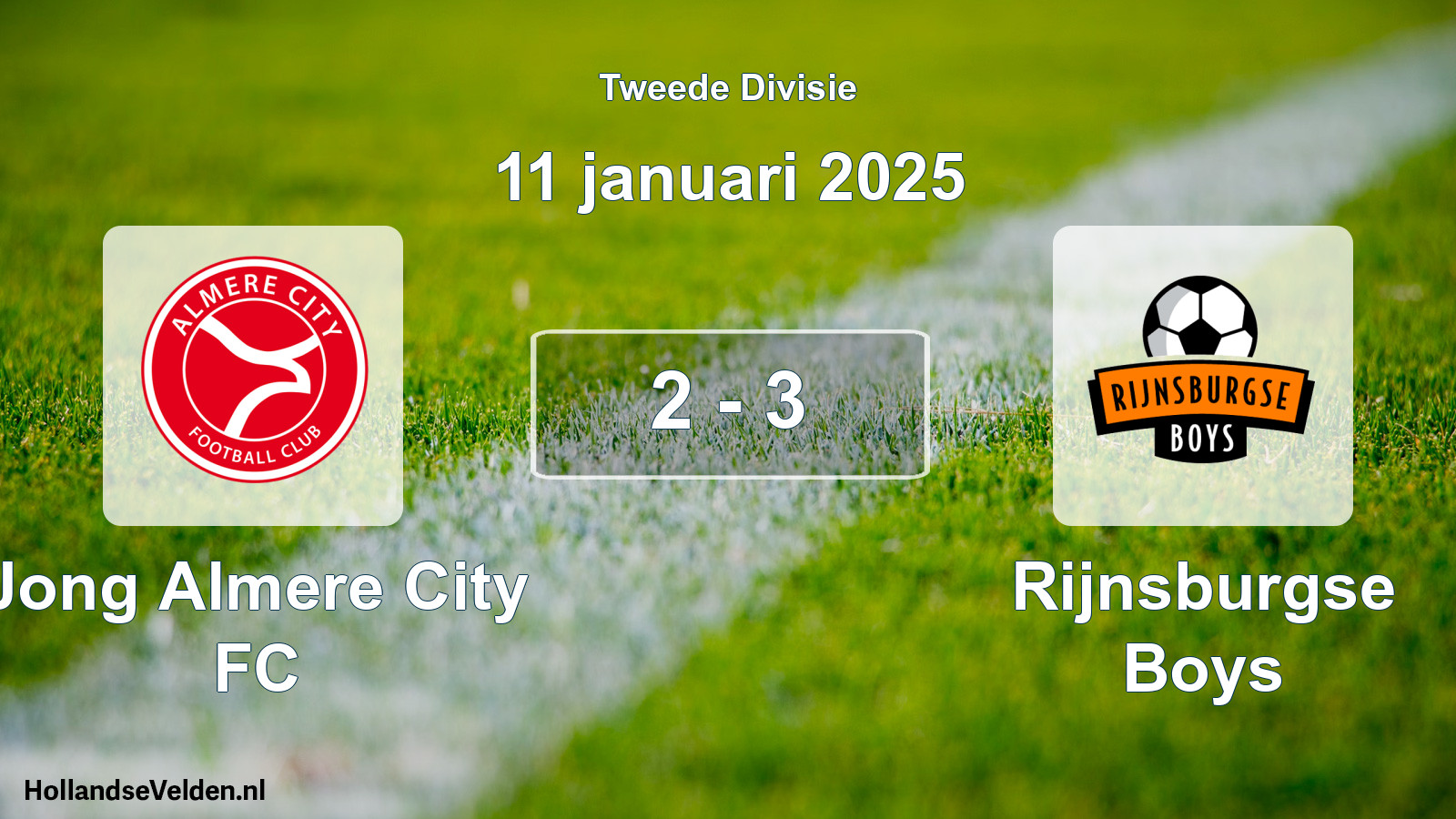 Gespeelde wedstrijd: Jong Almere City FC - Rijnsburgse Boys 2 - 3 (11 januari 2025)