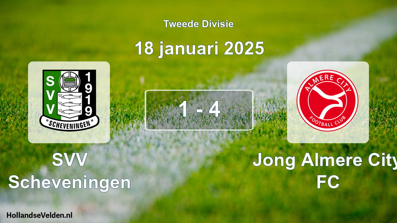 Gespeelde wedstrijd: SVV Scheveningen - Jong Almere City FC 1 - 4 (18 januari 2025)