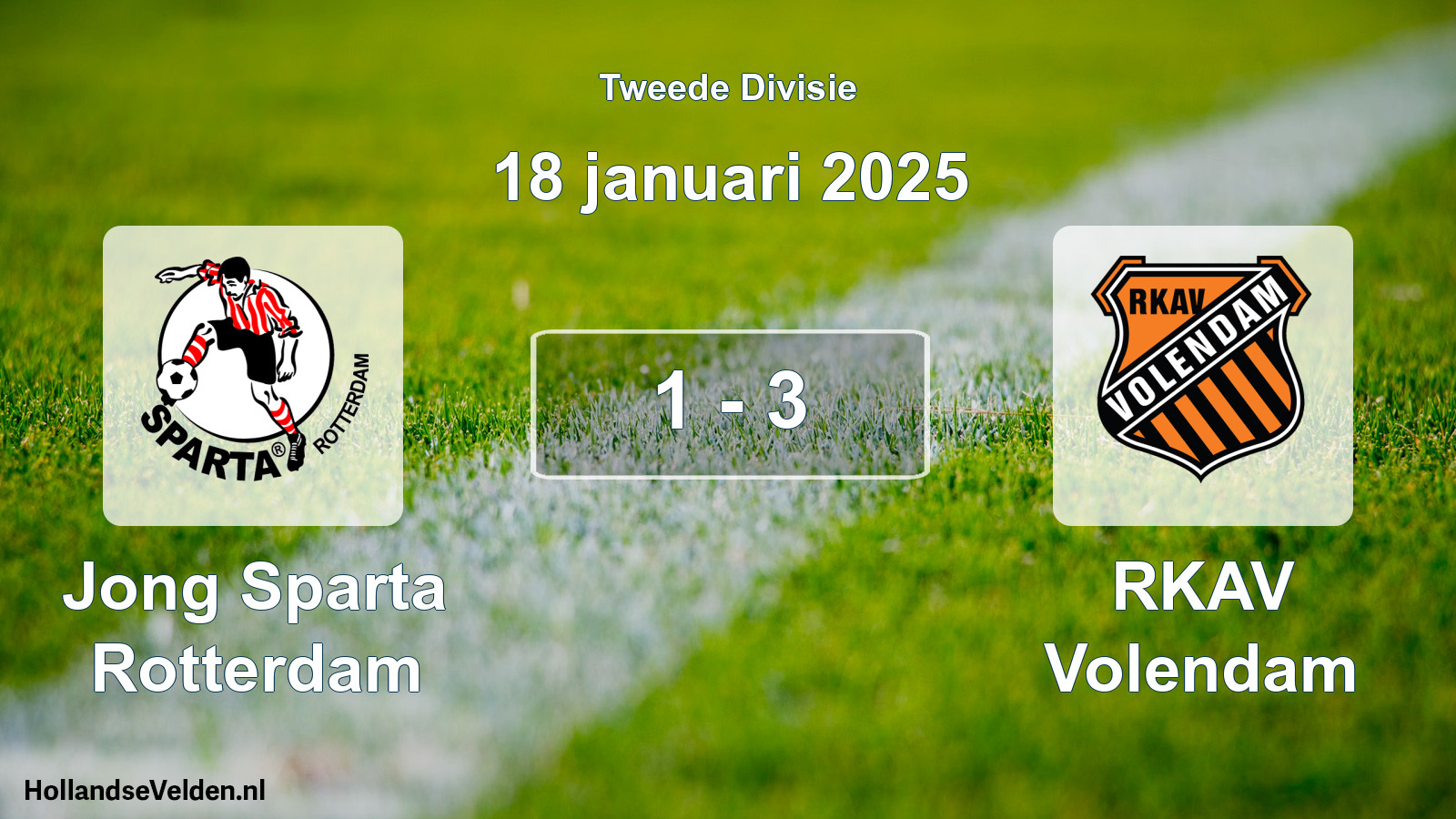 Gespeelde wedstrijd: Jong Sparta Rotterdam - RKAV Volendam 1 - 3 (18 januari 2025)