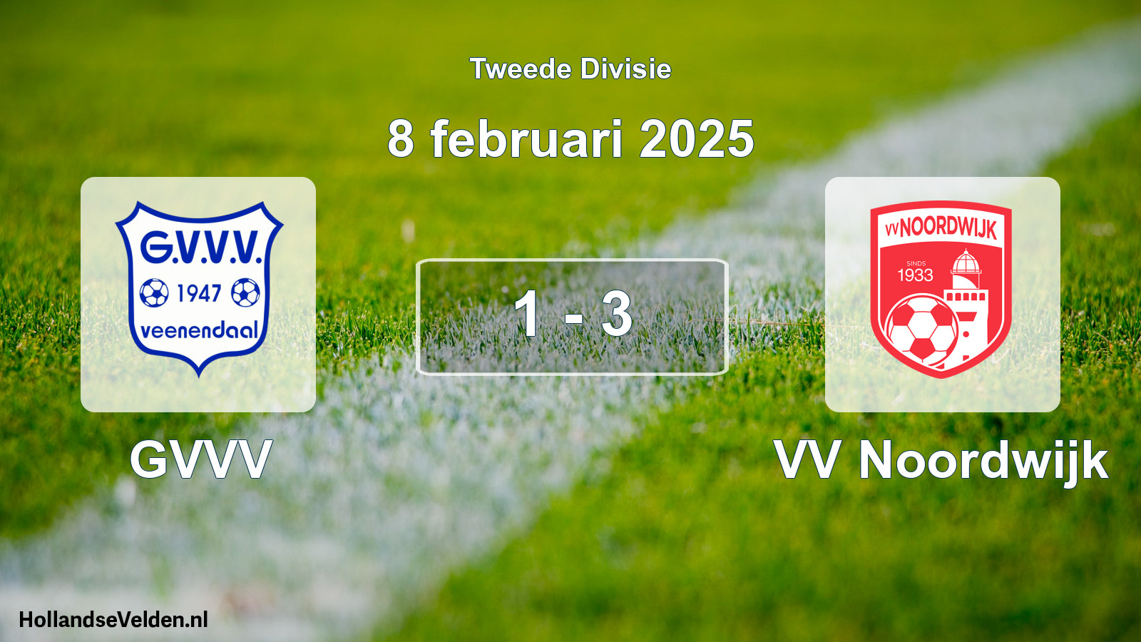 Gespeelde wedstrijd: GVVV - VV Noordwijk 1 - 3 (8 februari 2025)