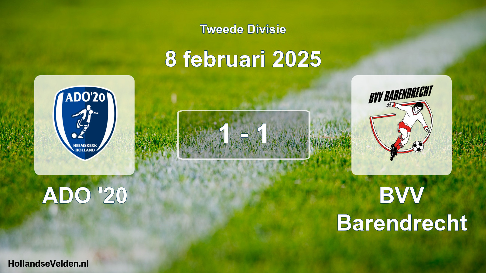 Gespeelde wedstrijd: ADO '20 - BVV Barendrecht 1 - 1 (8 februari 2025)
