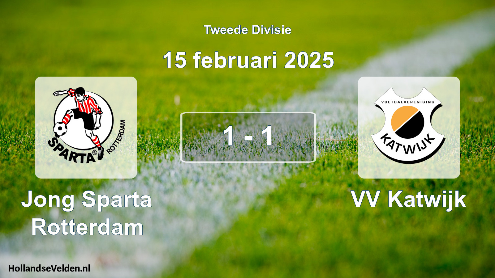 Gespeelde wedstrijd: Jong Sparta Rotterdam - VV Katwijk 1 - 1 (15 februari 2025)