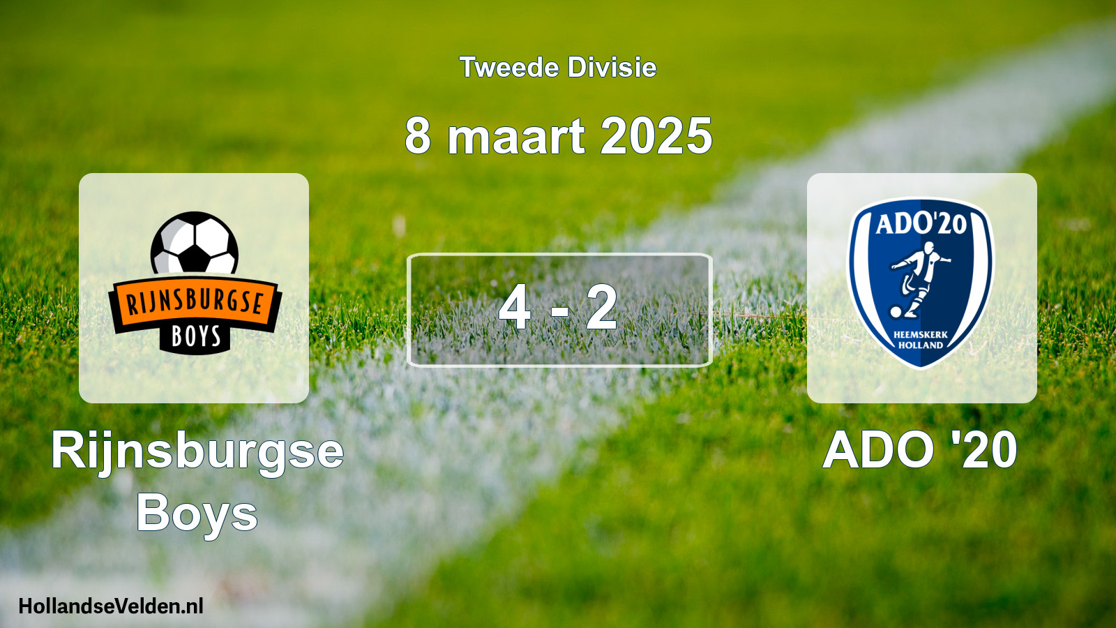 Gespeelde wedstrijd: Rijnsburgse Boys - ADO '20 4 - 2 (8 maart 2025)