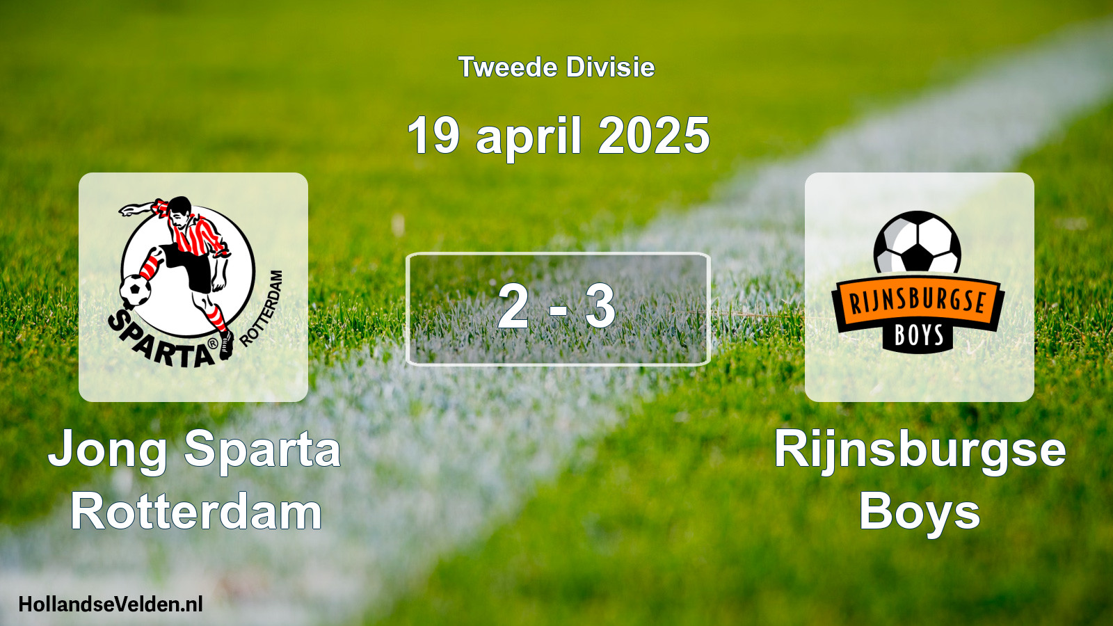 Gespeelde wedstrijd: Jong Sparta Rotterdam - Rijnsburgse Boys 2 - 3 (19 april 2025)