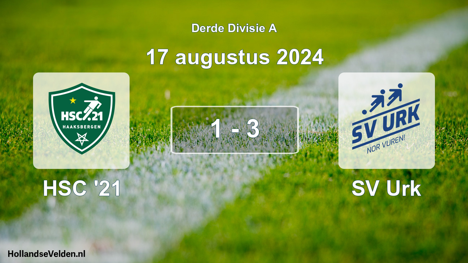 Gespeelde wedstrijd: HSC '21 - SV Urk 1 - 3 (17 augustus 2024)