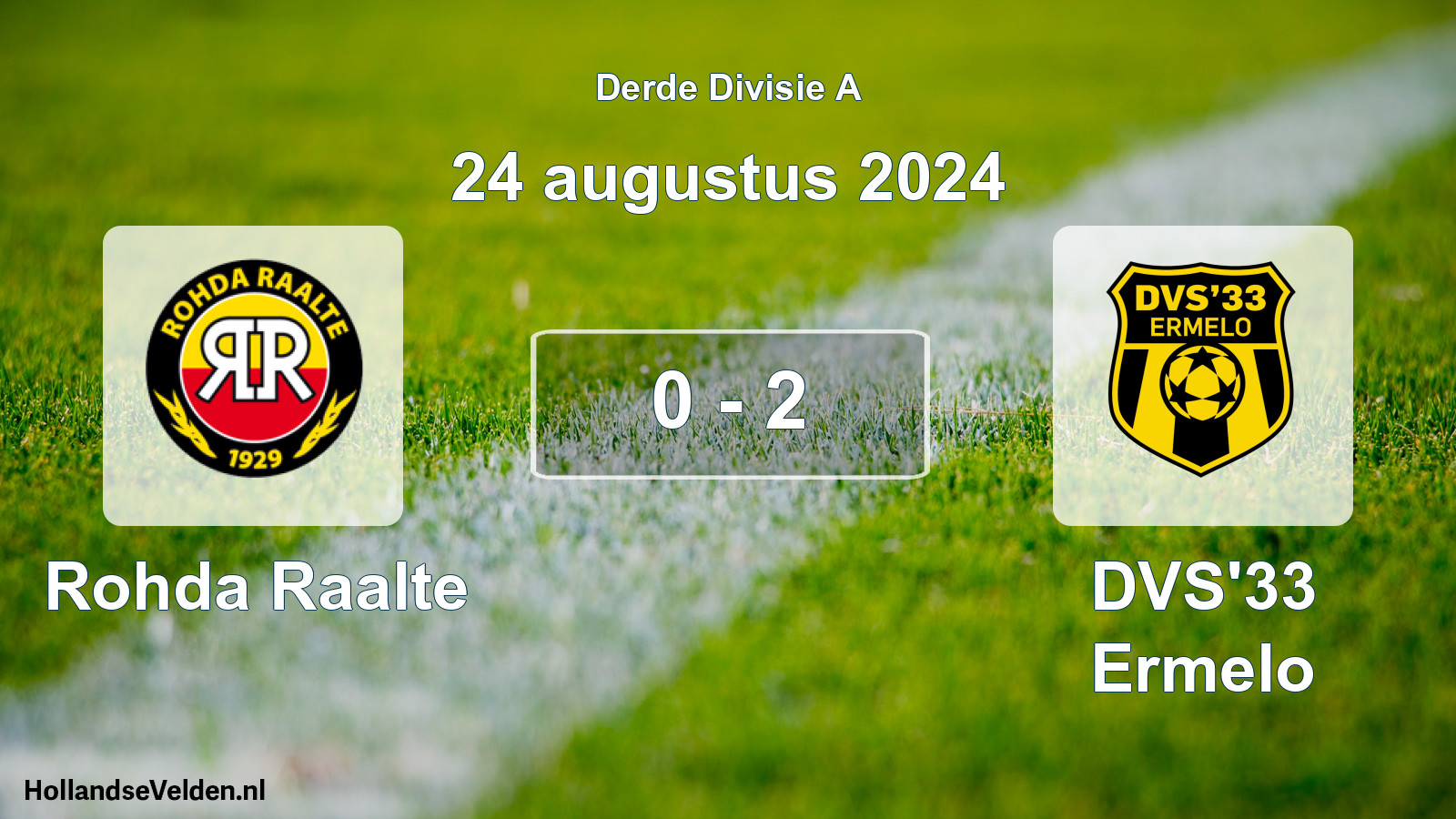Gespeelde wedstrijd: Rohda Raalte - DVS'33 Ermelo 0 - 2 (24 augustus 2024)