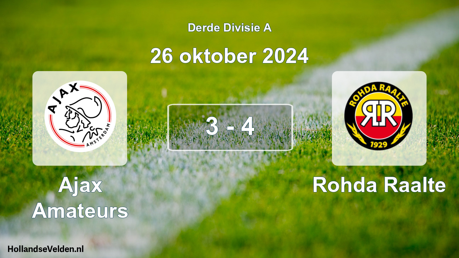 Gespeelde wedstrijd: Ajax Amateurs - Rohda Raalte 3 - 4 (26 oktober 2024)
