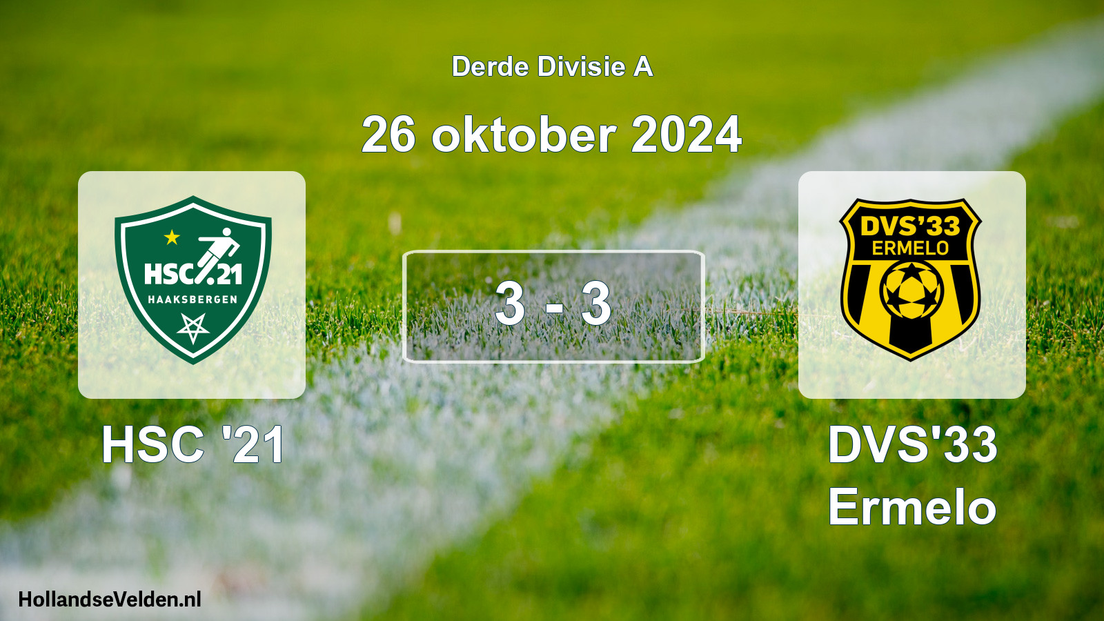 Gespeelde wedstrijd: HSC '21 - DVS'33 Ermelo 3 - 3 (26 oktober 2024)