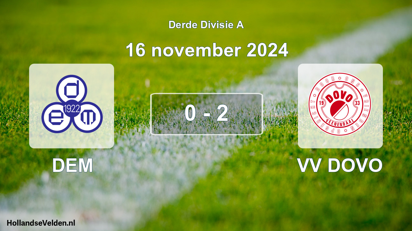 Gespeelde wedstrijd: DEM - VV DOVO 0 - 2 (16 november 2024)