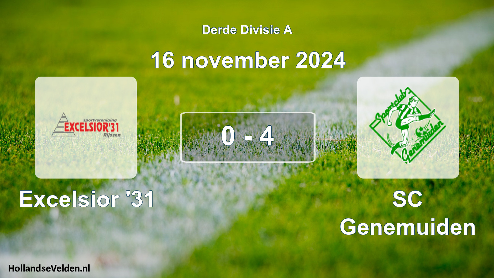Gespeelde wedstrijd: Excelsior '31 - SC Genemuiden 0 - 4 (16 november 2024)