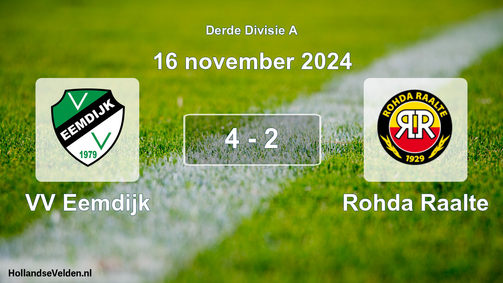 Gespeelde wedstrijd: VV Eemdijk - Rohda Raalte 4 - 2 (16 november 2024)