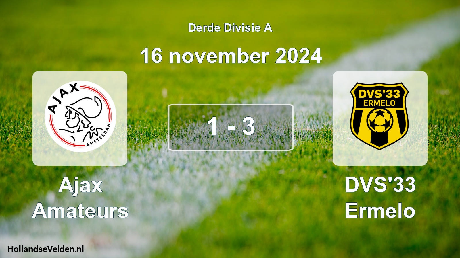 Gespeelde wedstrijd: Ajax Amateurs - DVS'33 Ermelo 1 - 3 (16 november 2024)