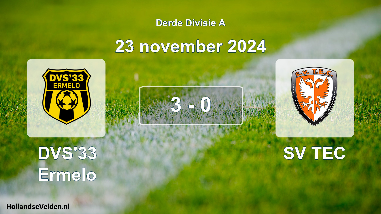 Gespeelde wedstrijd: DVS'33 Ermelo - SV TEC 3 - 0 (23 november 2024)