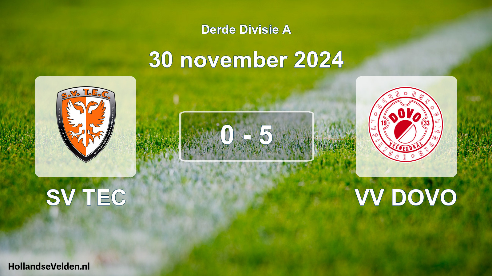 Gespeelde wedstrijd: SV TEC - VV DOVO 0 - 5 (30 november 2024)