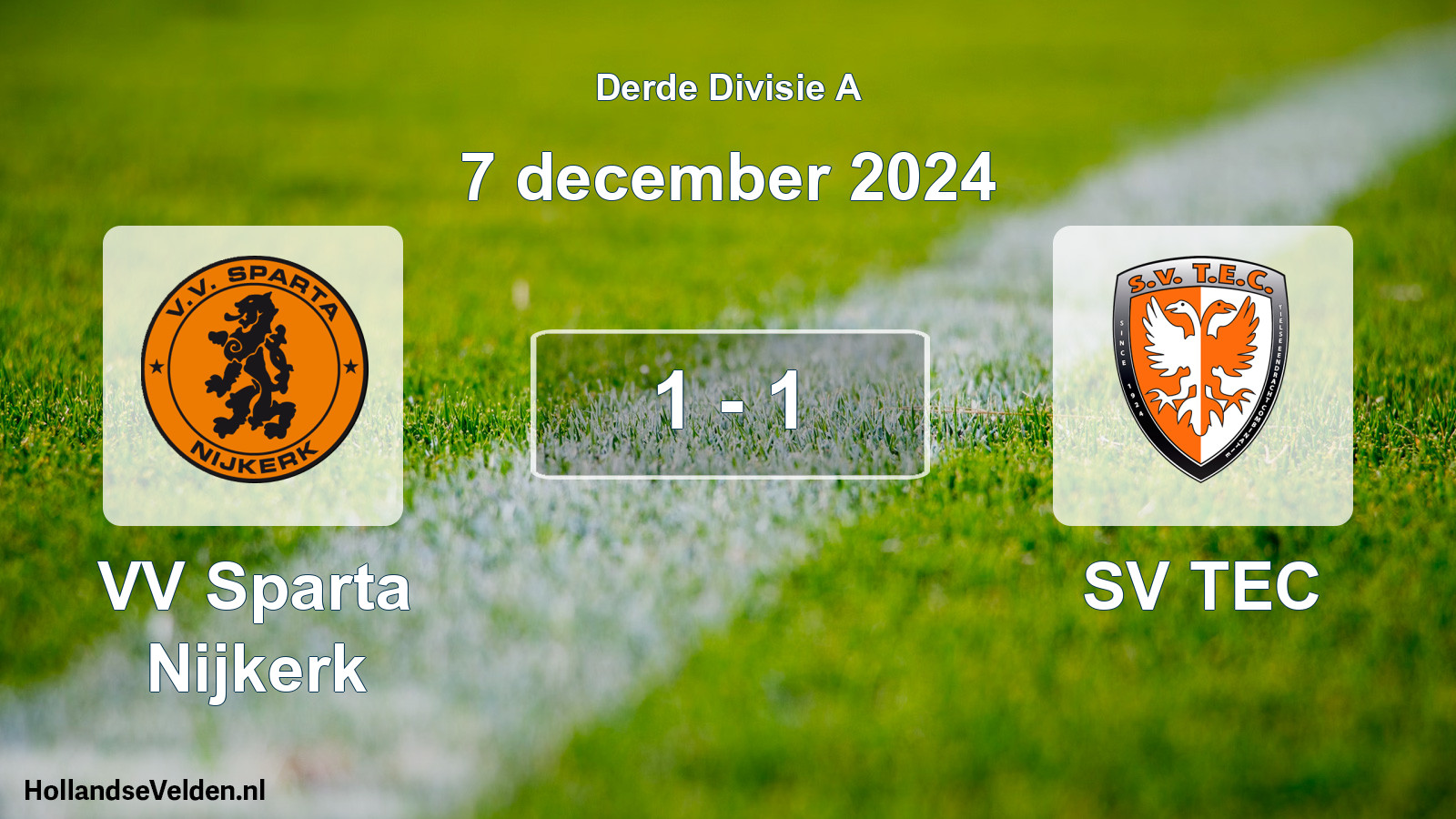 Gespeelde wedstrijd: VV Sparta Nijkerk - SV TEC 1 - 1 (7 december 2024)