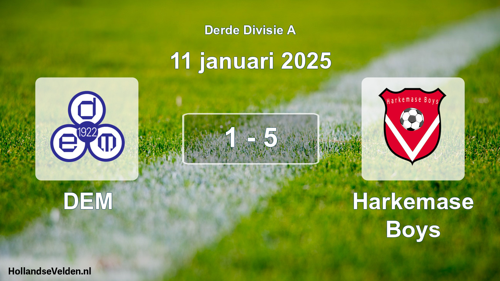 Gespeelde wedstrijd: DEM - Harkemase Boys 1 - 5 (11 januari 2025)
