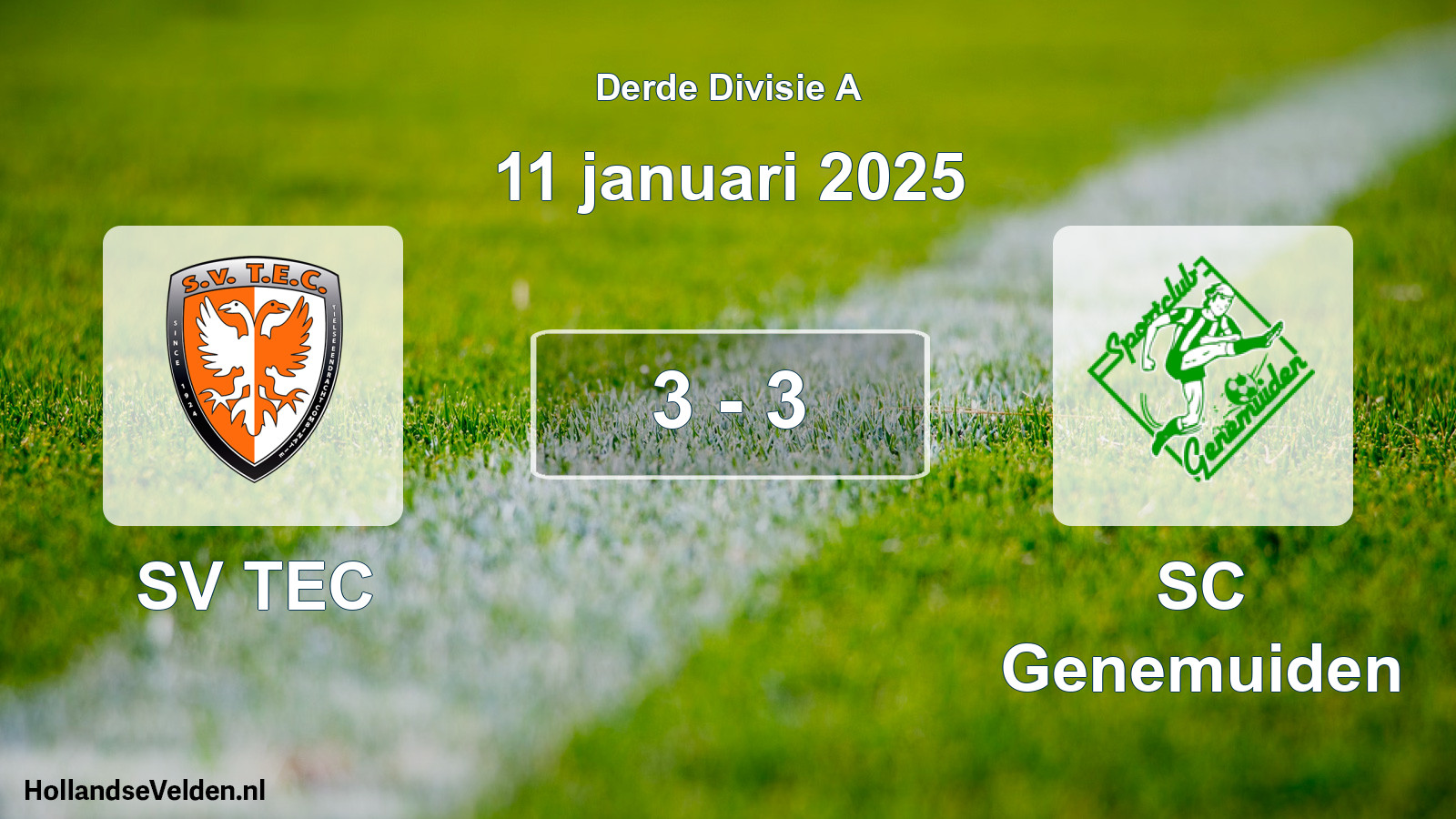 Gespeelde wedstrijd: SV TEC - SC Genemuiden 3 - 3 (11 januari 2025)