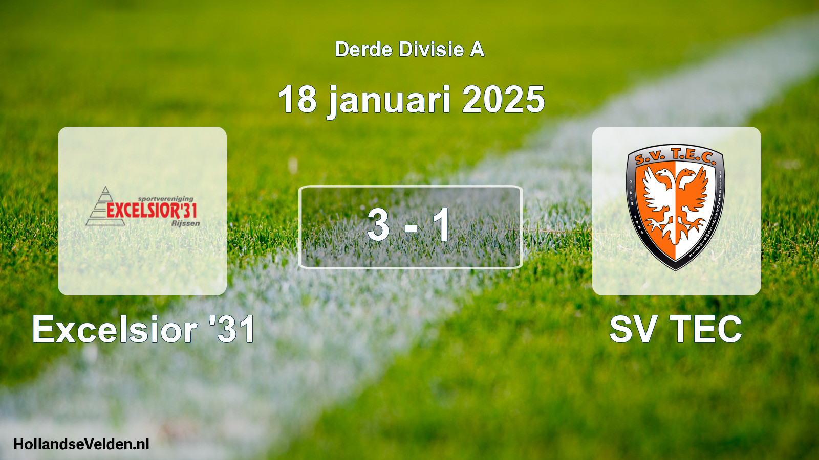 Gespeelde wedstrijd: Excelsior '31 - SV TEC 3 - 1 (18 januari 2025)