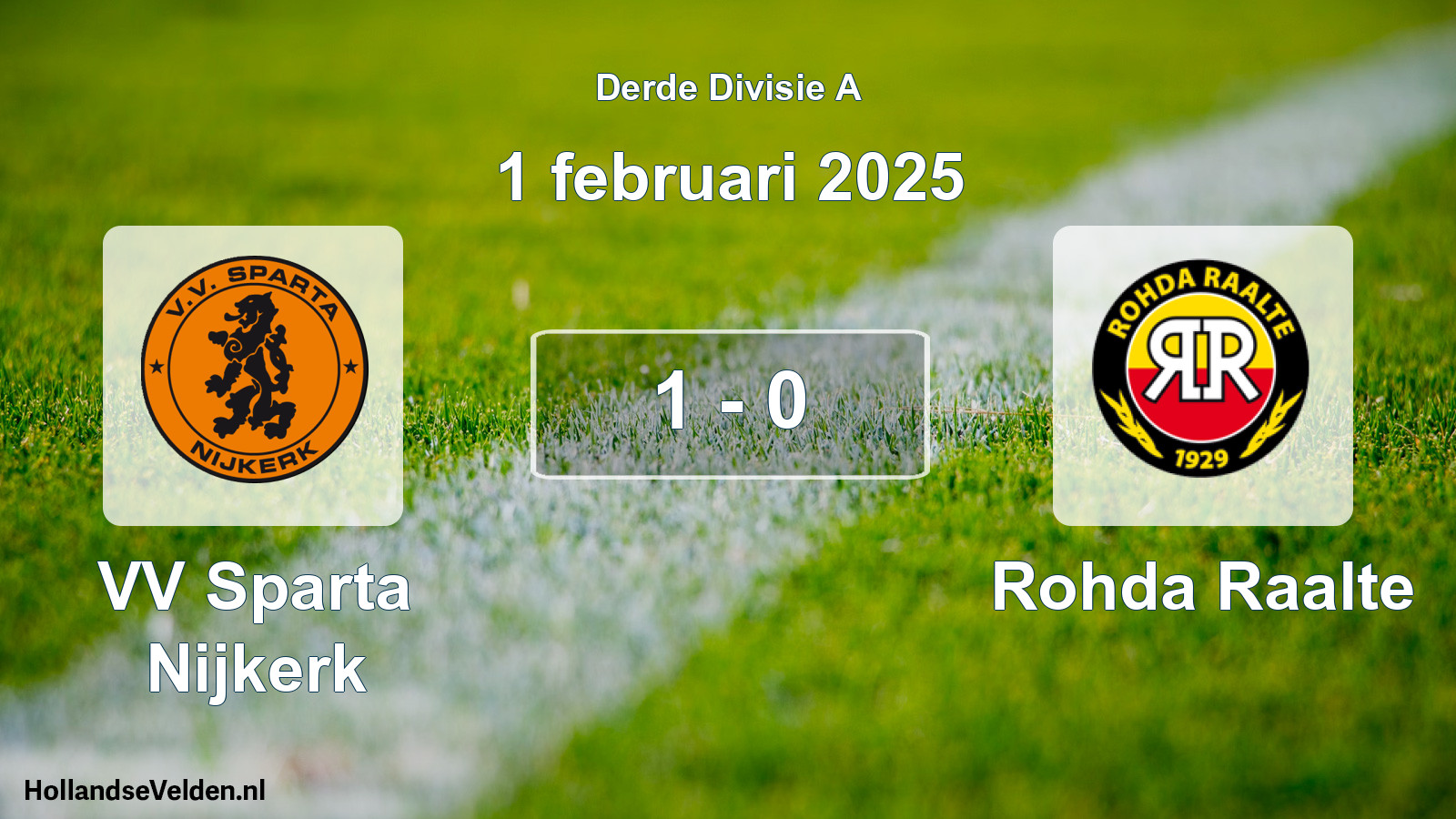 Gespeelde wedstrijd: VV Sparta Nijkerk - Rohda Raalte 1 - 0 (1 februari 2025)