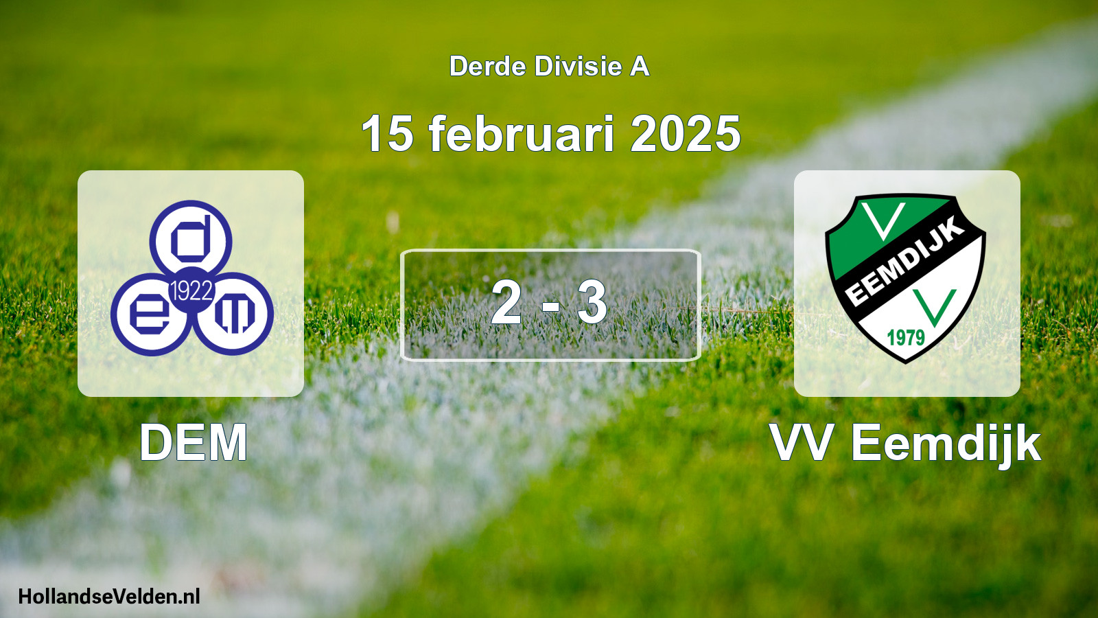Gespeelde wedstrijd: DEM - VV Eemdijk 2 - 3 (15 februari 2025)