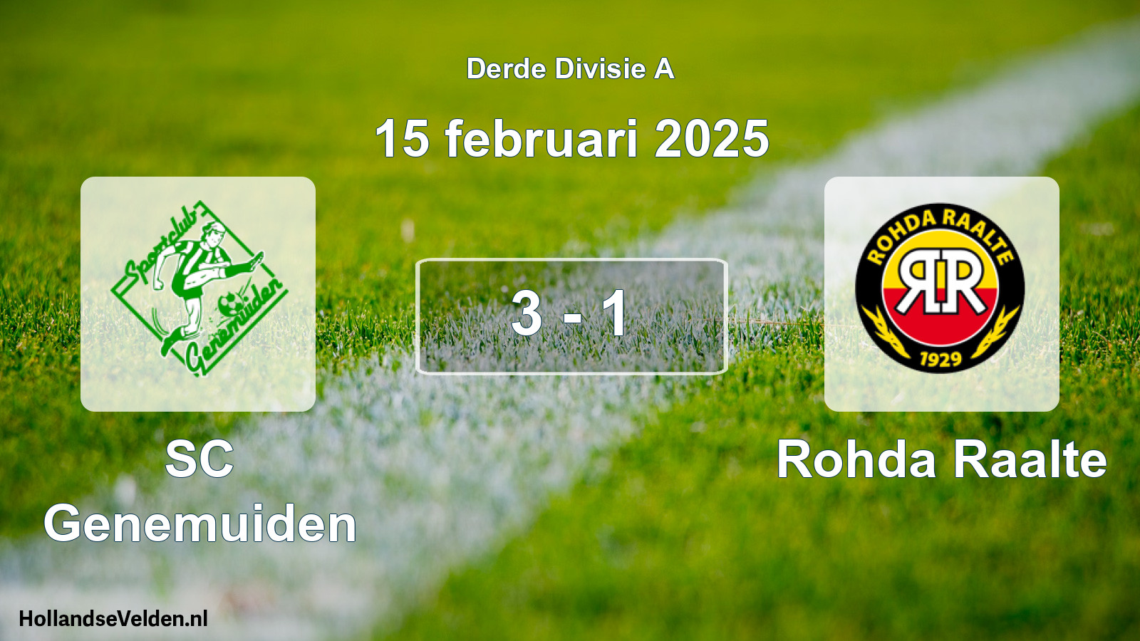Gespeelde wedstrijd: SC Genemuiden - Rohda Raalte 3 - 1 (15 februari 2025)