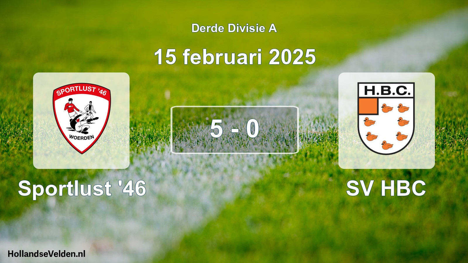 Gespeelde wedstrijd: Sportlust '46 - SV HBC 5 - 0 (15 februari 2025)
