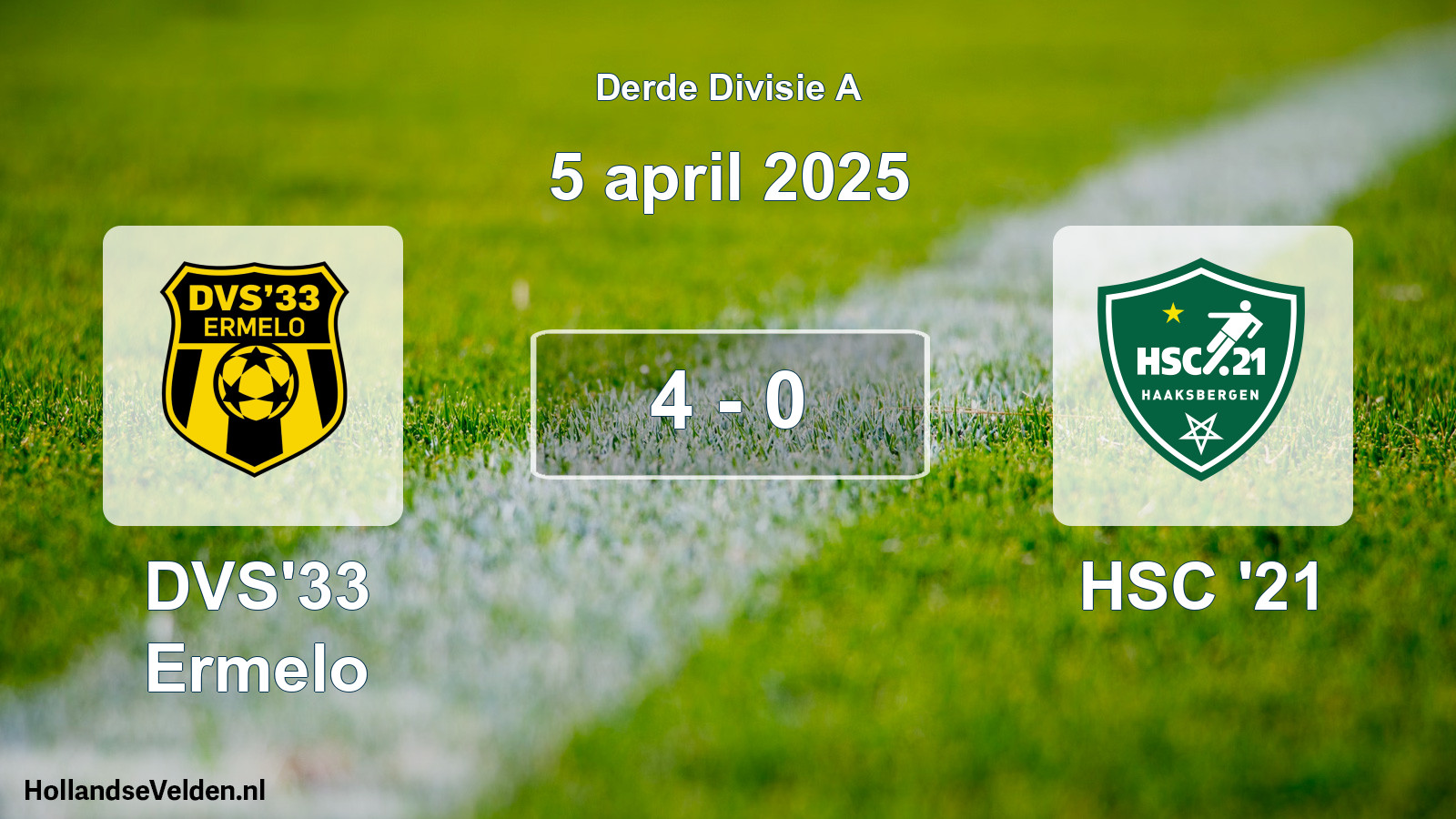 Gespeelde wedstrijd: DVS'33 Ermelo - HSC '21 4 - 0 (5 april 2025)