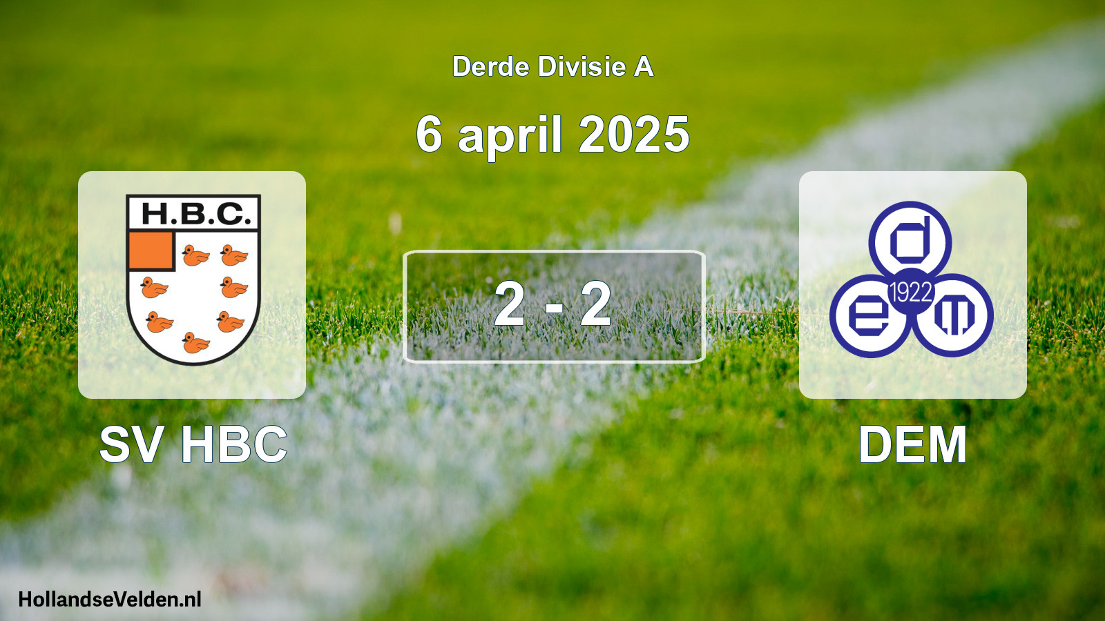 Gespeelde wedstrijd: SV HBC - DEM 2 - 2 (6 april 2025)