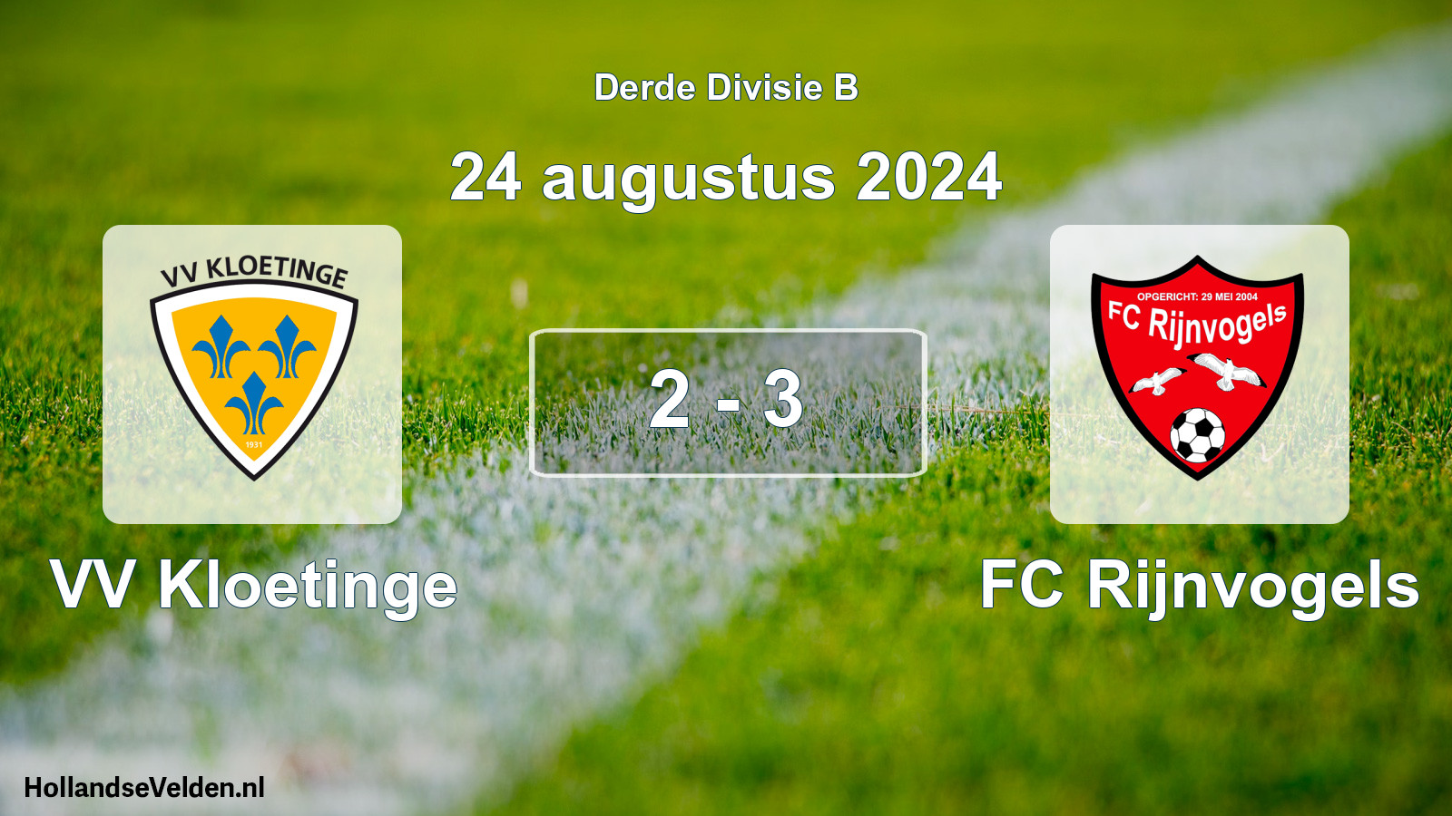 Gespeelde wedstrijd: VV Kloetinge - FC Rijnvogels 2 - 3 (24 augustus 2024)
