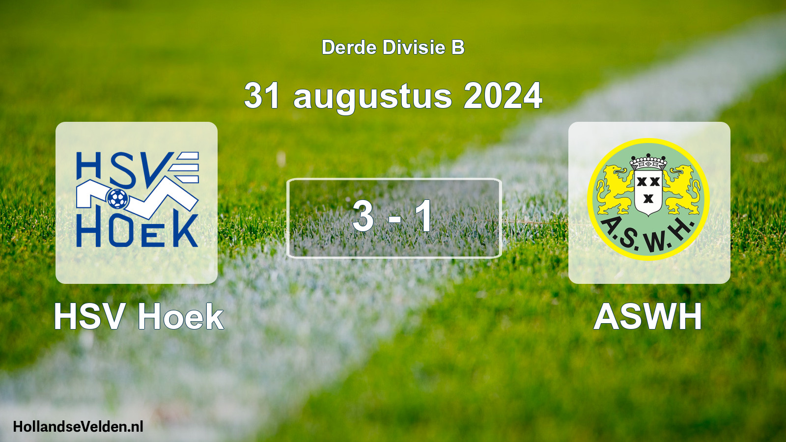Gespeelde wedstrijd: HSV Hoek - ASWH 3 - 1 (31 augustus 2024)